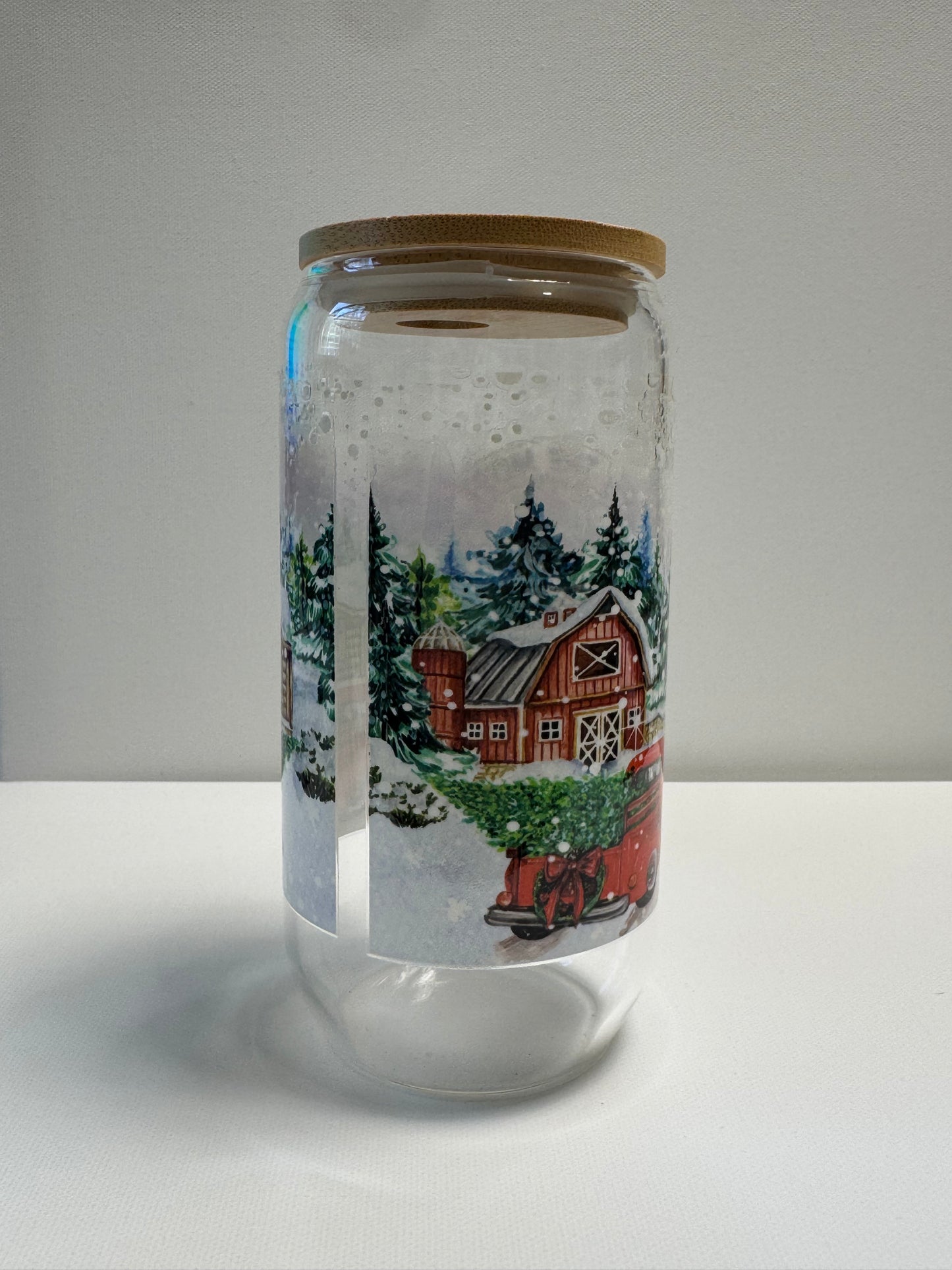 16oz Glass single wall,. winter scenery