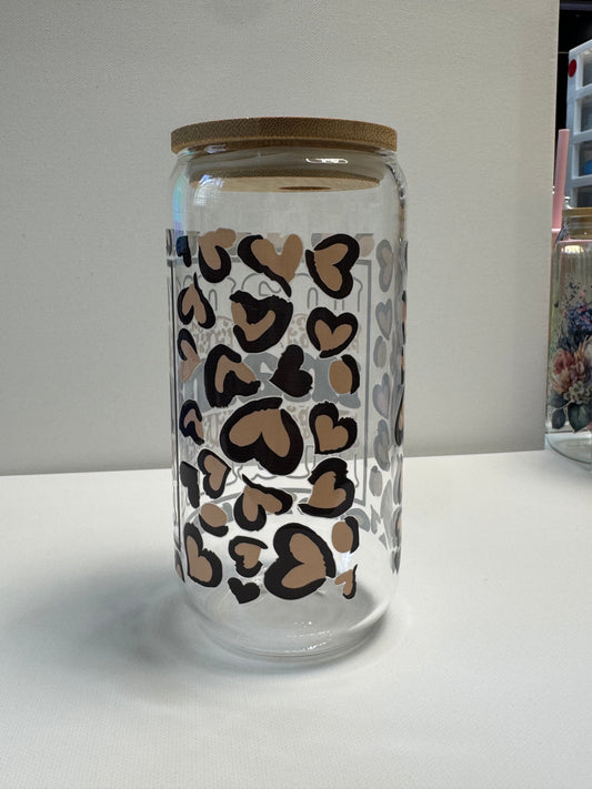 16oz Glass single wall cup mama & hearts.,
