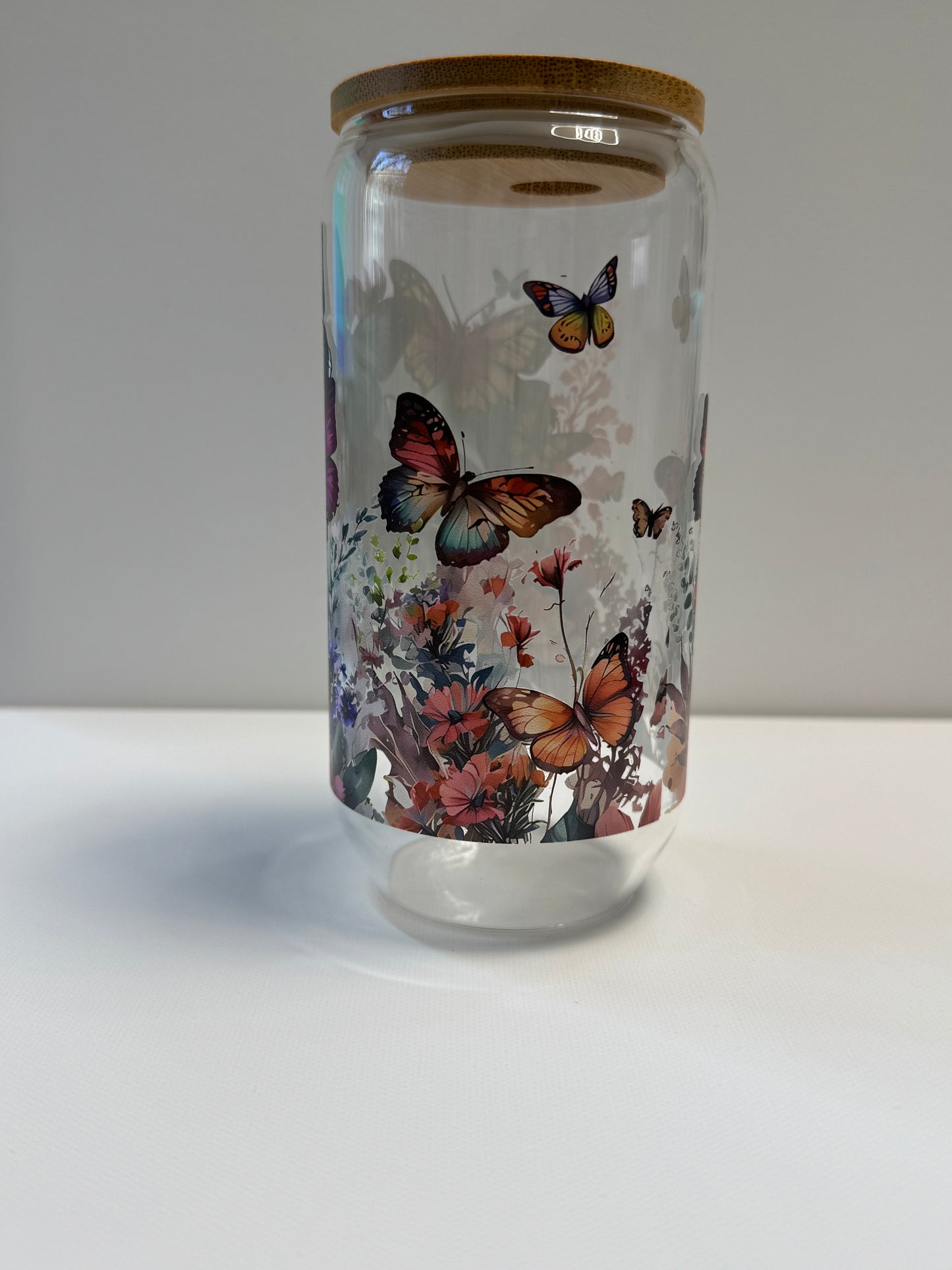 16oz Glass single wall cup with skull wrap