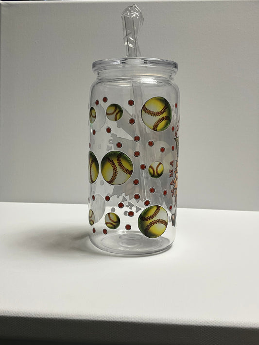 16ozAcrylic single wall tumbler Softball mom