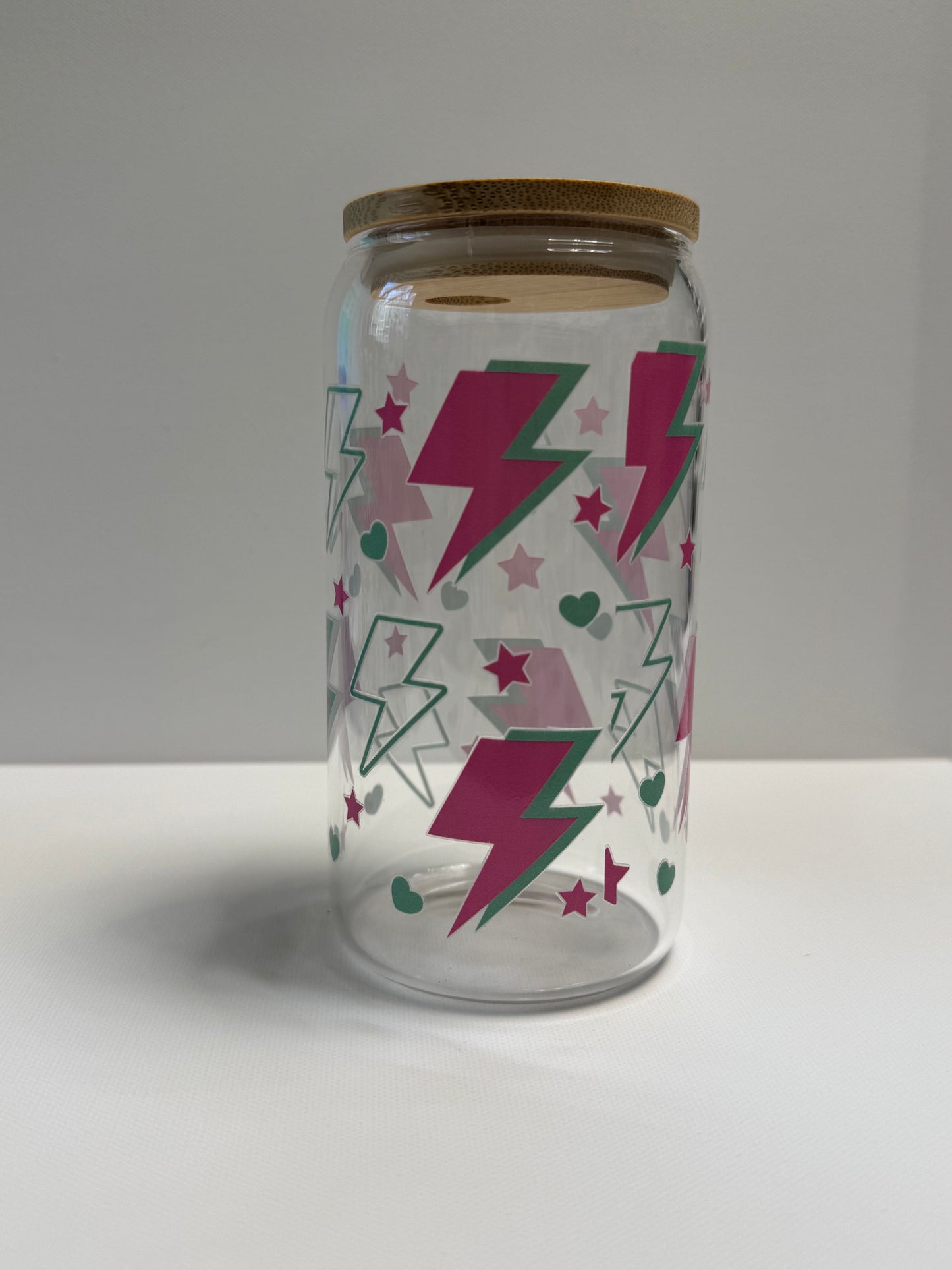 16oz Glass single wall with lighting bolts