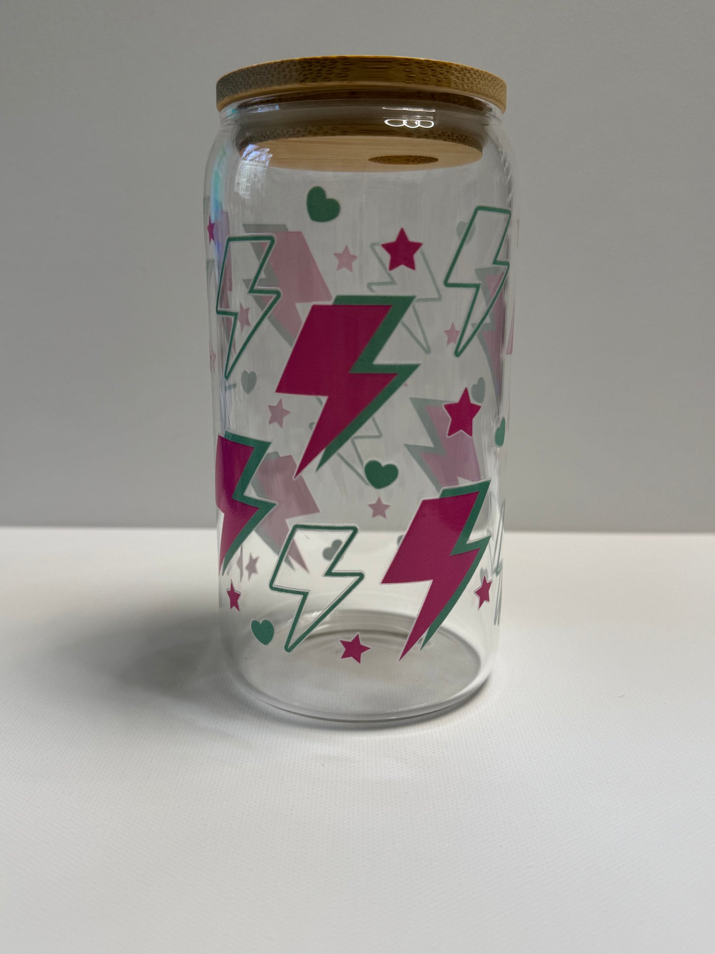 16oz Glass single wall with lighting bolts