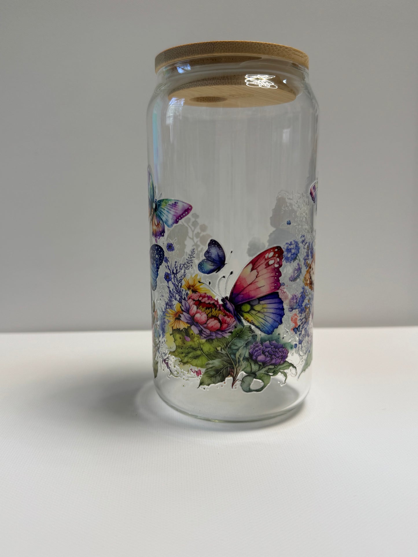 160z Glass single wall cup butterflies