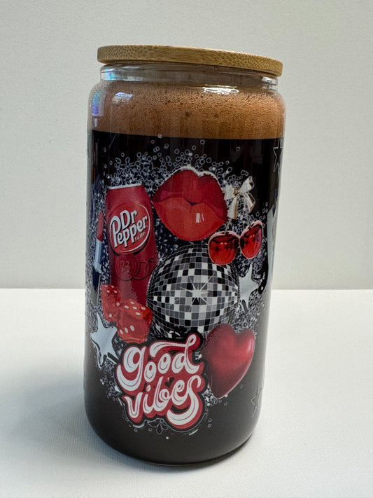 16oz Glass Snow Globe w/Dr pepper & fizz