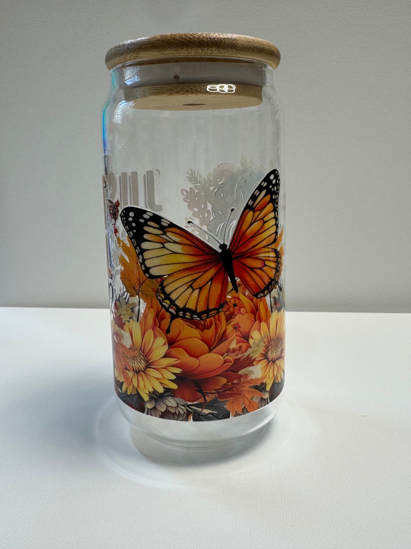 16oz Glass single wall cup Fall Girl