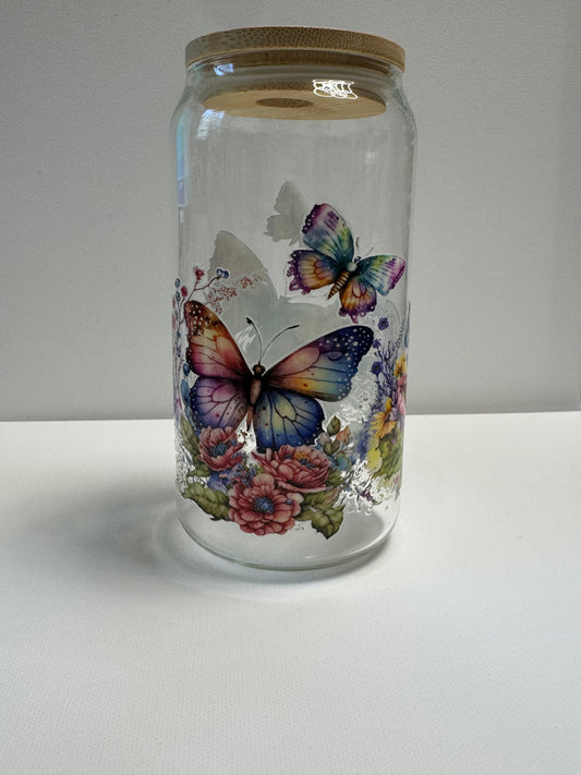 160z Glass single wall cup butterflies