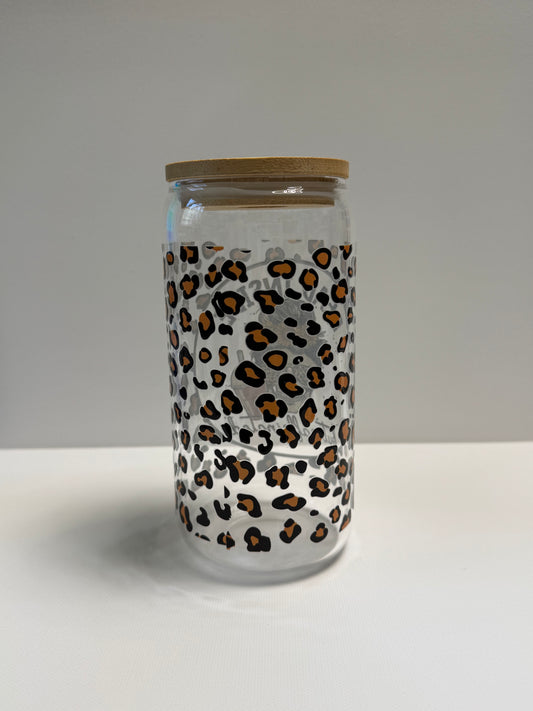 16oz Glass single wall with coffee saying